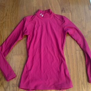 Hot pink under armour long sleeve compression shirt